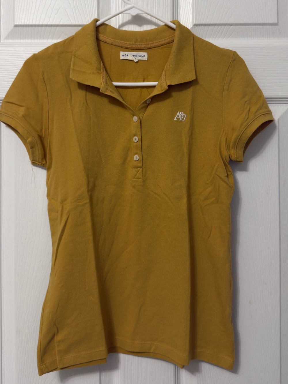Aeropostale Women's Mustard Yellow Short Sleeve Polo